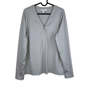 Athleta Top Women's 1X Uptempo Ribbed Henley Long Sleeve Athleisure Soft Grey